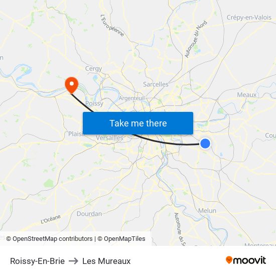 Roissy-En-Brie to Les Mureaux map