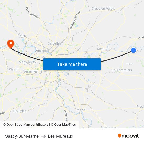 Saacy-Sur-Marne to Les Mureaux map