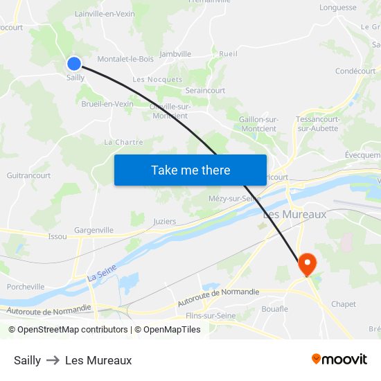 Sailly to Les Mureaux map