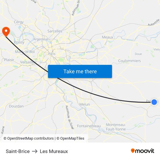 Saint-Brice to Les Mureaux map