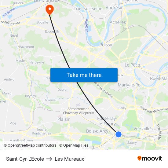 Saint-Cyr-L'Ecole to Les Mureaux map