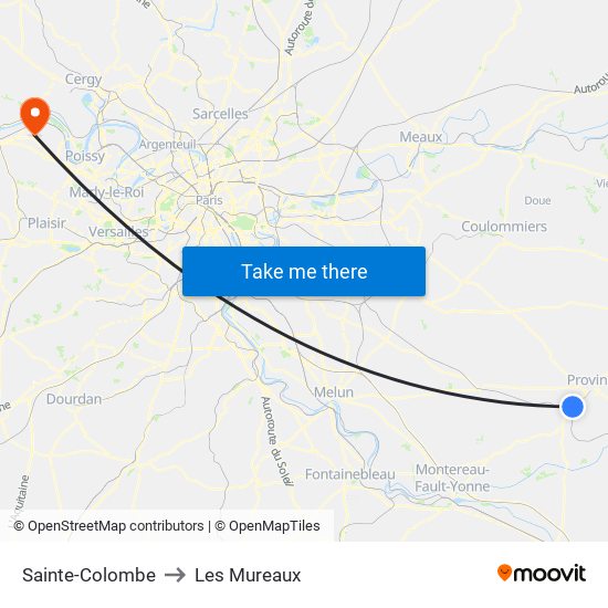 Sainte-Colombe to Les Mureaux map