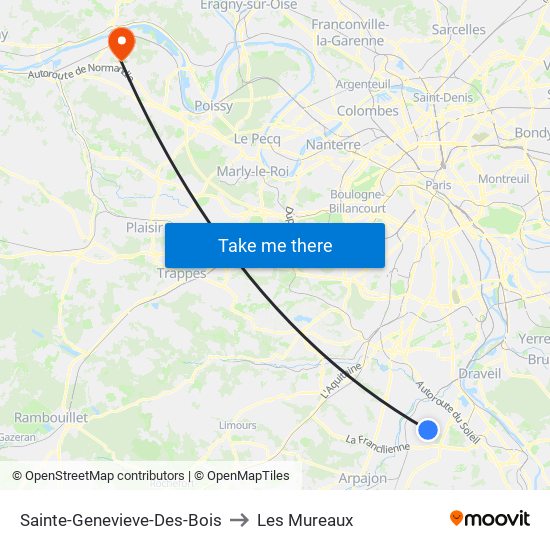 Sainte-Genevieve-Des-Bois to Les Mureaux map