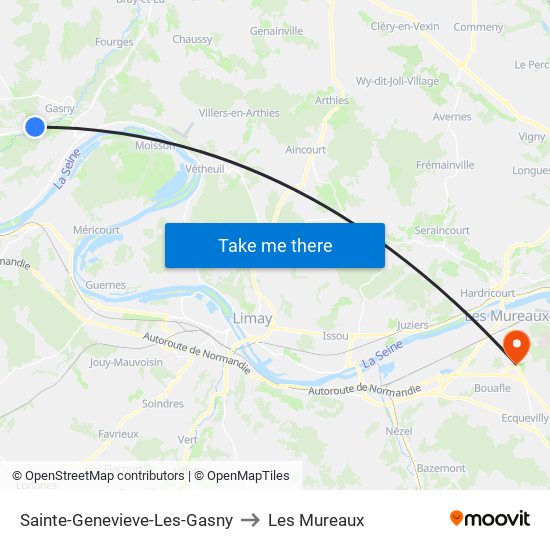 Sainte-Genevieve-Les-Gasny to Les Mureaux map