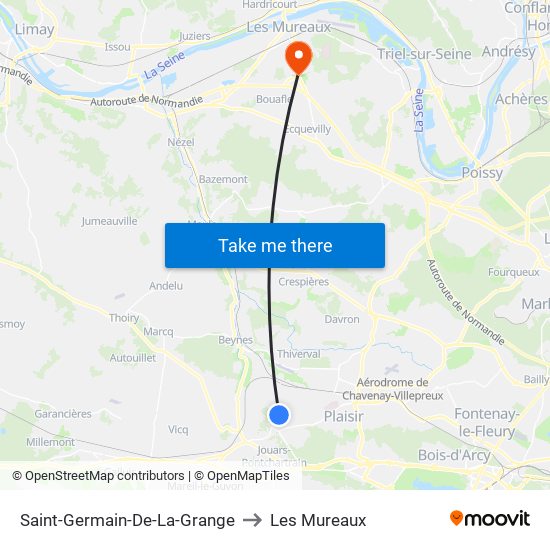 Saint-Germain-De-La-Grange to Les Mureaux map
