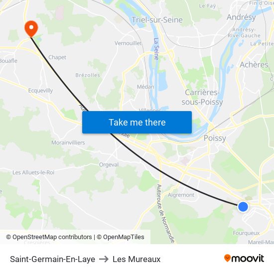 Saint-Germain-En-Laye to Les Mureaux map