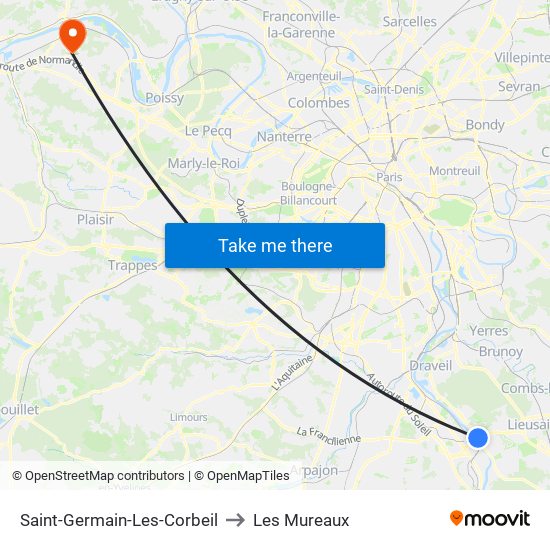 Saint-Germain-Les-Corbeil to Les Mureaux map