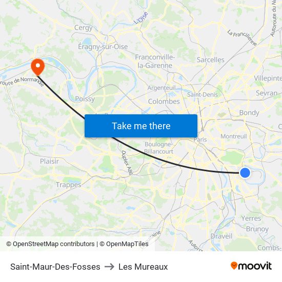 Saint-Maur-Des-Fosses to Les Mureaux map