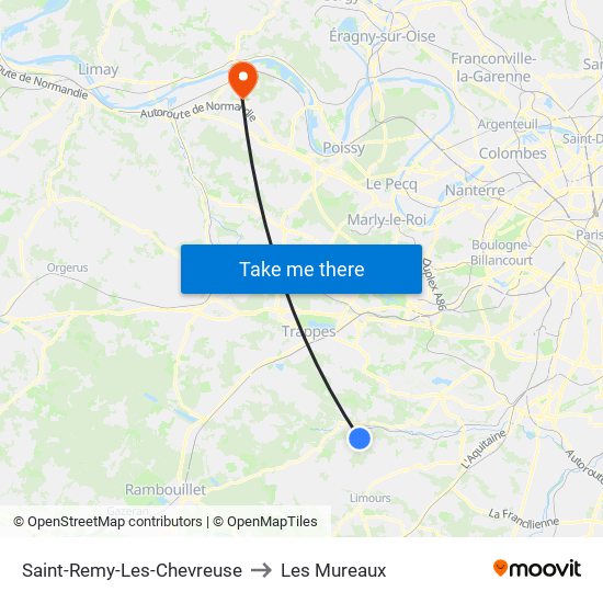 Saint-Remy-Les-Chevreuse to Les Mureaux map
