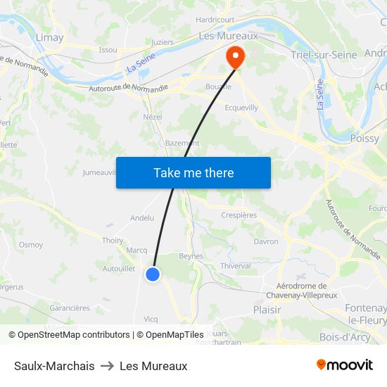 Saulx-Marchais to Les Mureaux map