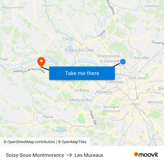 Soisy-Sous-Montmorency to Les Mureaux map