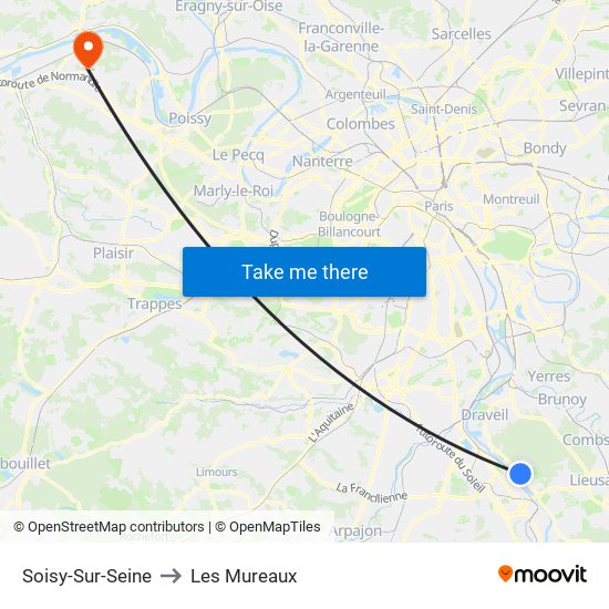 Soisy-Sur-Seine to Les Mureaux map