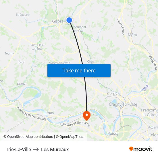 Trie-La-Ville to Les Mureaux map