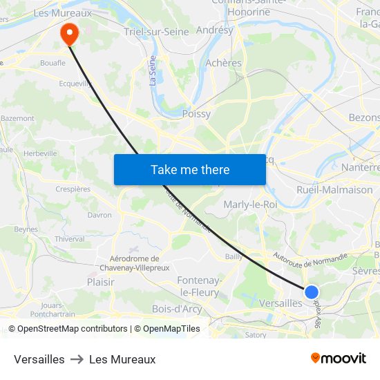 Versailles to Les Mureaux map
