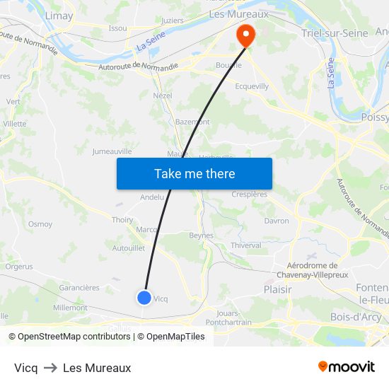 Vicq to Les Mureaux map