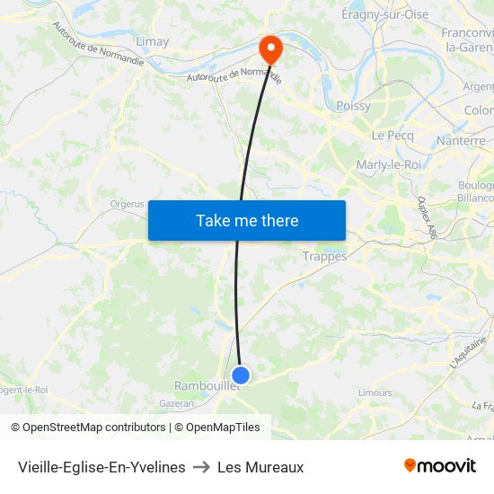 Vieille-Eglise-En-Yvelines to Les Mureaux map