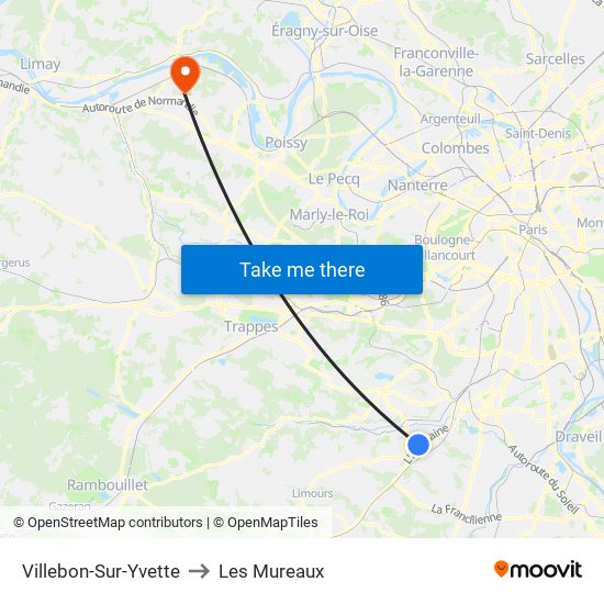 Villebon-Sur-Yvette to Les Mureaux map