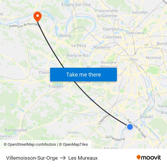 Villemoisson-Sur-Orge to Les Mureaux map