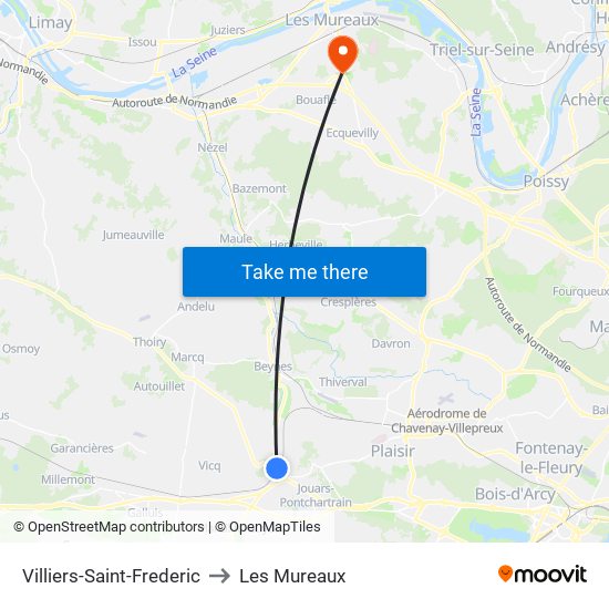 Villiers-Saint-Frederic to Les Mureaux map