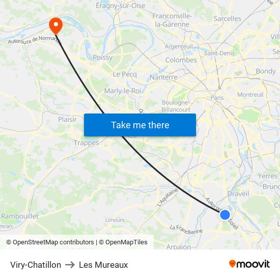 Viry-Chatillon to Les Mureaux map