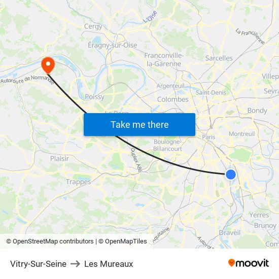 Vitry-Sur-Seine to Les Mureaux map