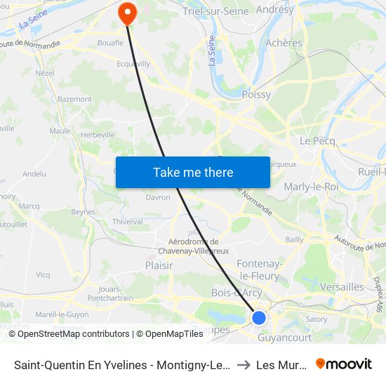 Saint-Quentin En Yvelines - Montigny-Le-Bretonneux to Les Mureaux map