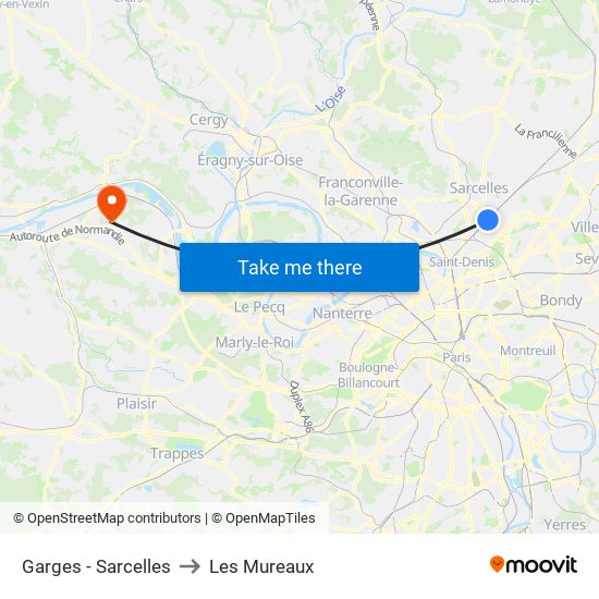 Garges - Sarcelles to Les Mureaux map