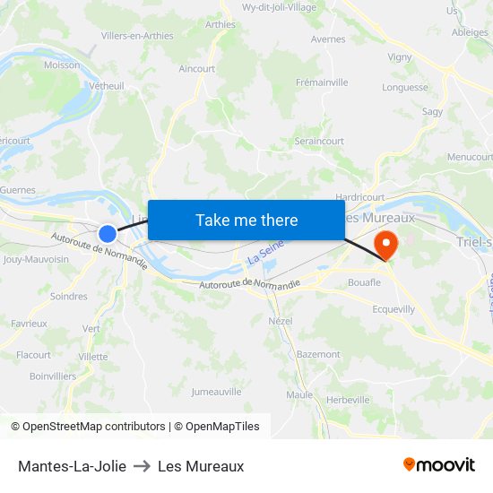 Mantes-La-Jolie to Les Mureaux map