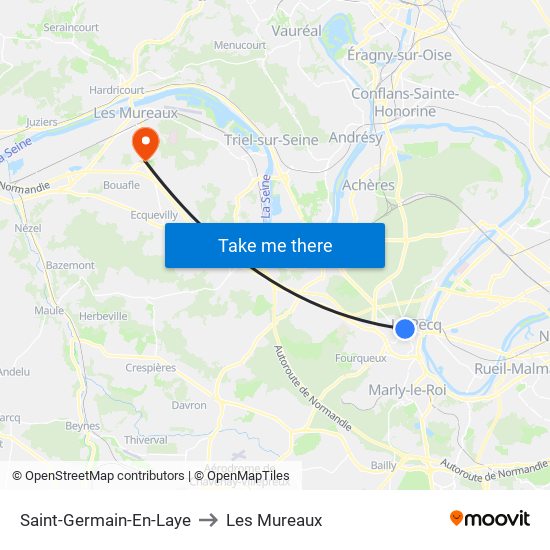 Saint-Germain-En-Laye to Les Mureaux map
