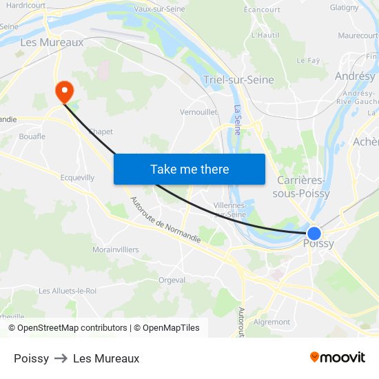 Poissy to Les Mureaux map