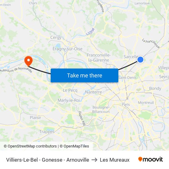 Villiers-Le-Bel - Gonesse - Arnouville to Les Mureaux map