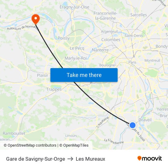 Gare de Savigny-Sur-Orge to Les Mureaux map