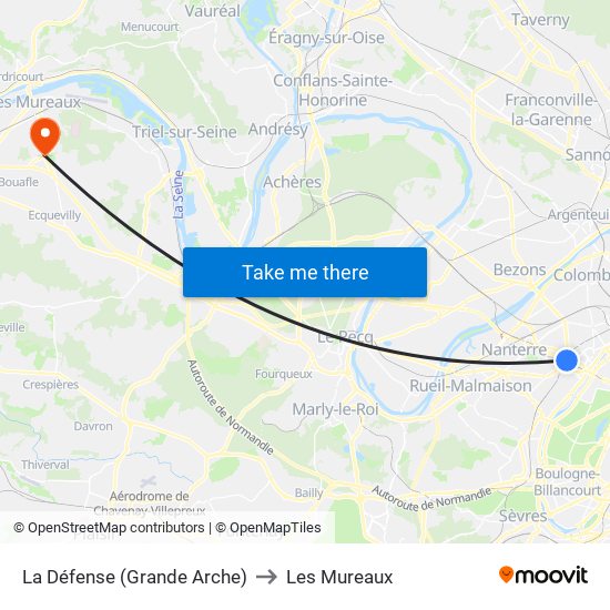 La Défense (Grande Arche) to Les Mureaux map