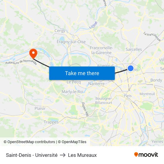 Saint-Denis - Université to Les Mureaux map