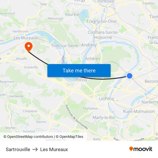 Sartrouville to Les Mureaux map