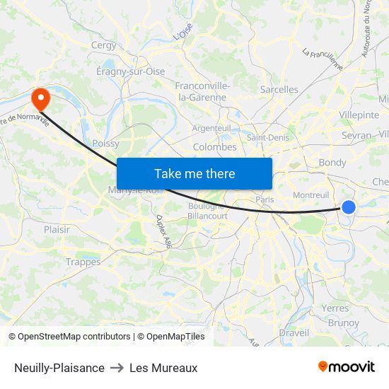 Neuilly-Plaisance to Les Mureaux map
