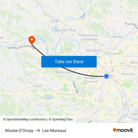 Musée D'Orsay to Les Mureaux map