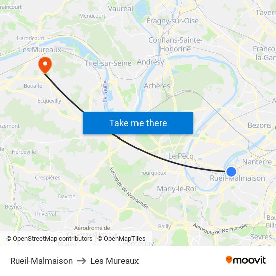 Rueil-Malmaison to Les Mureaux map