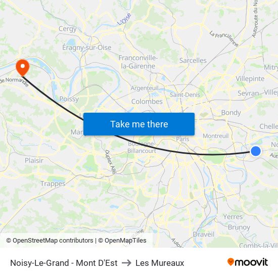 Noisy-Le-Grand - Mont D'Est to Les Mureaux map