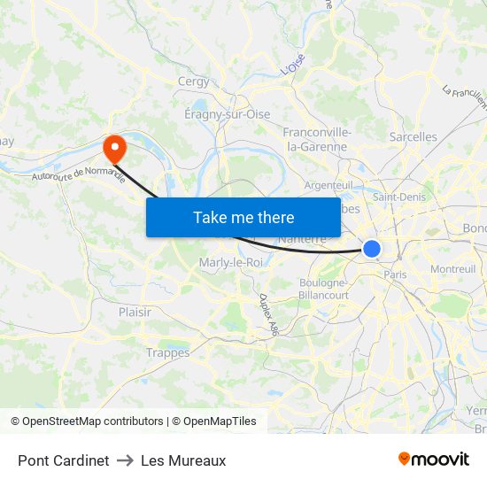 Pont Cardinet to Les Mureaux map