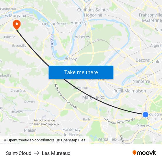 Saint-Cloud to Les Mureaux map