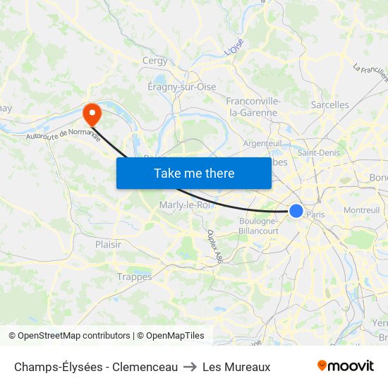 Champs-Élysées - Clemenceau to Les Mureaux map