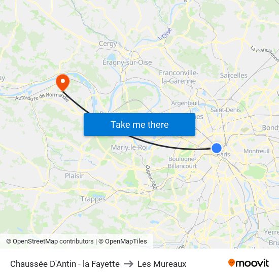 Chaussée D'Antin - la Fayette to Les Mureaux map