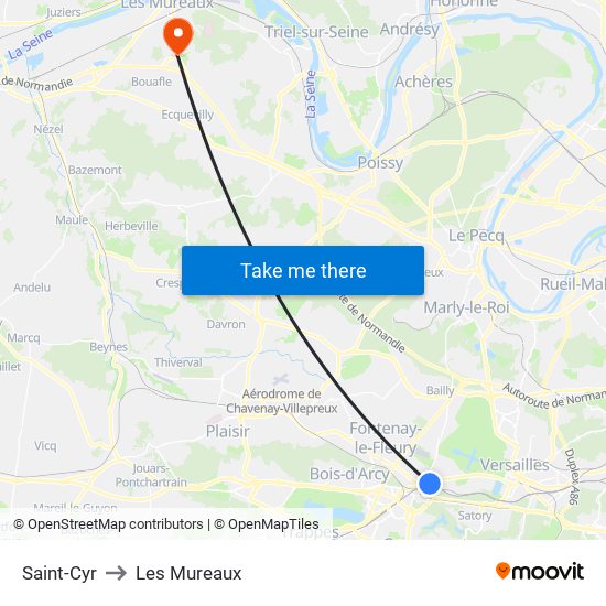 Saint-Cyr to Les Mureaux map