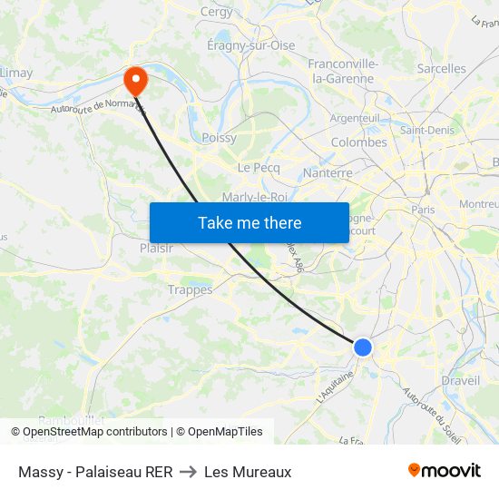 Massy - Palaiseau RER to Les Mureaux map
