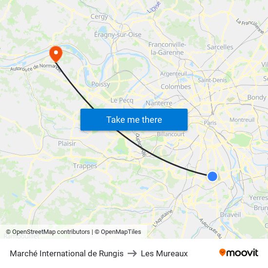 Marché International de Rungis to Les Mureaux map