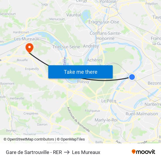 Gare de Sartrouville - RER to Les Mureaux map