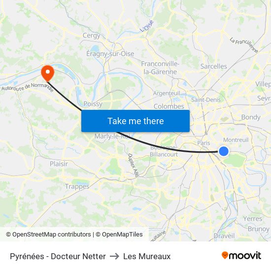 Pyrénées - Docteur Netter to Les Mureaux map