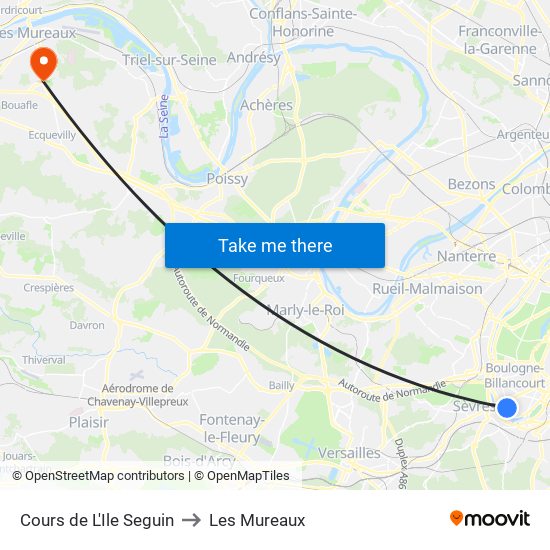 Cours de L'Ile Seguin to Les Mureaux map