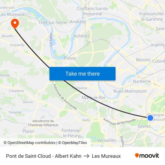 Pont de Saint-Cloud - Albert Kahn to Les Mureaux map